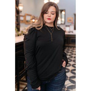 Black Long Sleeve Puff Sleeve Top